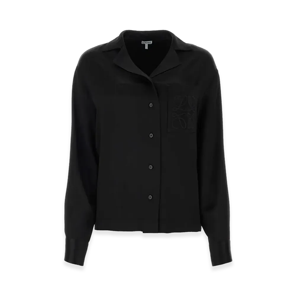 LOEWE Women's Satin Oversize Shirt "Black"