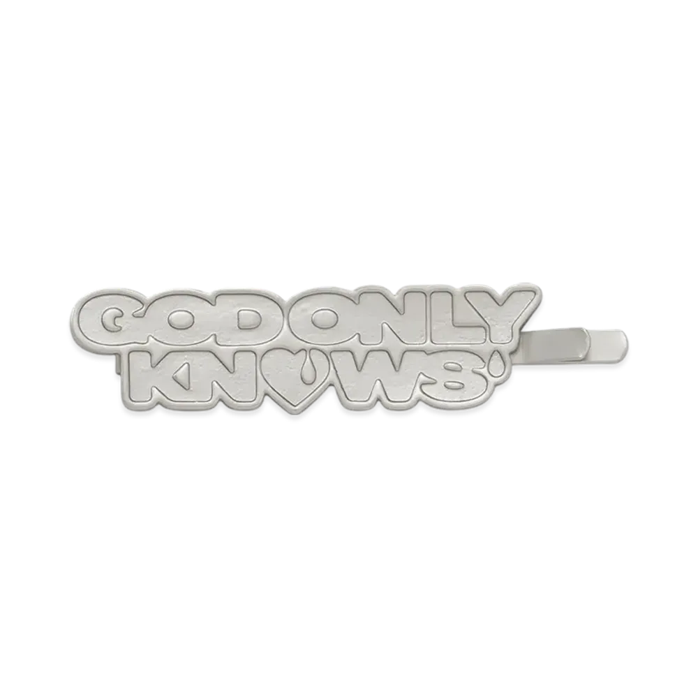 GOD ONLY KNOWS Logo Hair Clip "Matte Silver"
