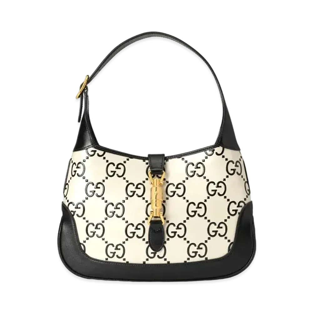 GUCCI Jackie 1961 Small GG Shoulder Bag "Black/White"