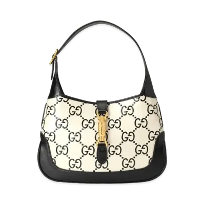 GUCCI Jackie 1961 Small GG Shoulder Bag "Black/White"