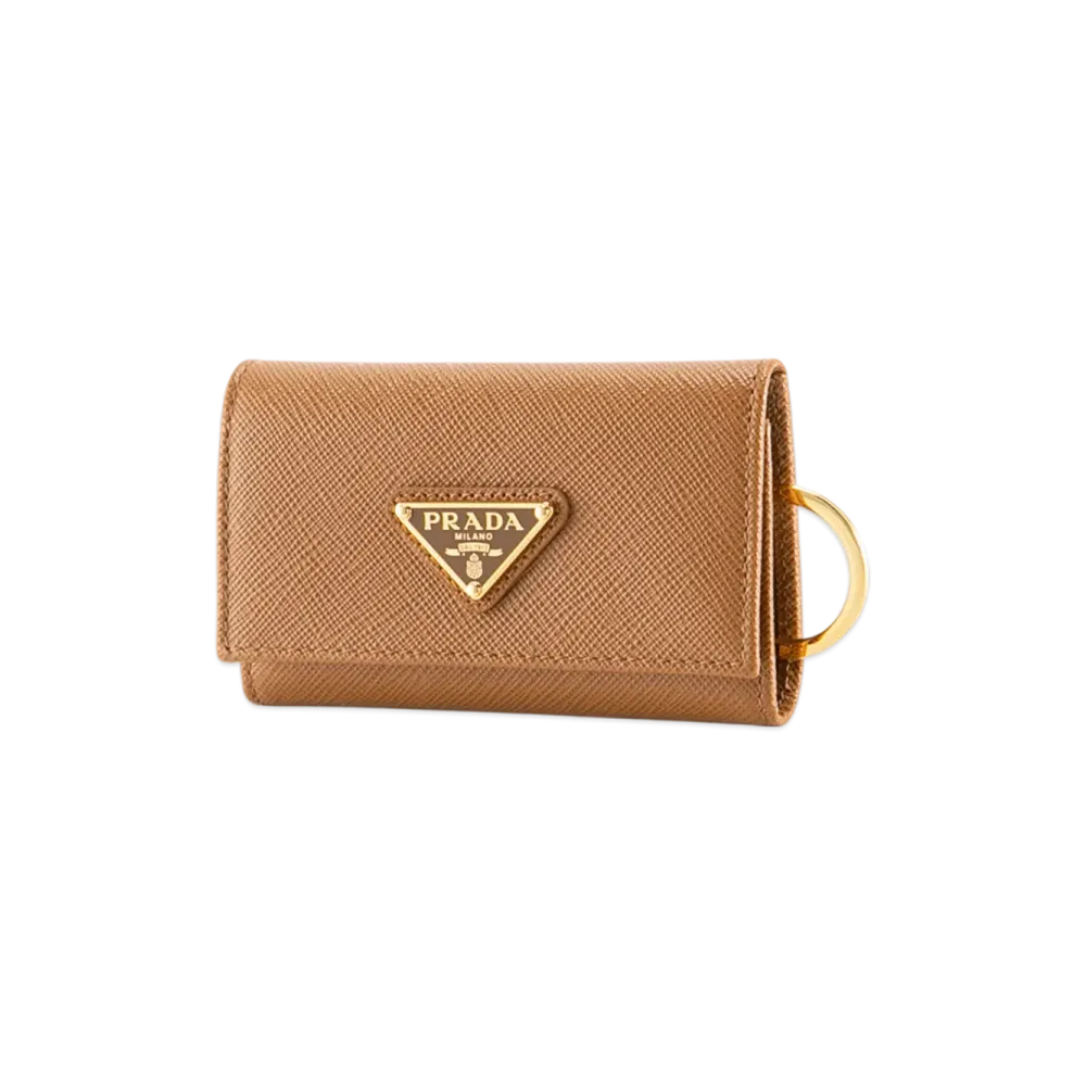 PRADA Saffiano Triangolo 4Key Case "Camel"