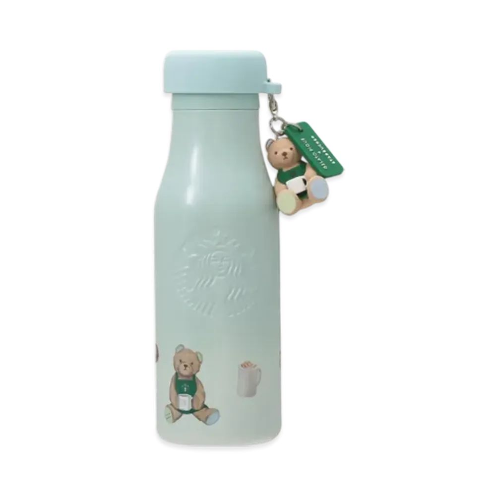 STARBUCKS x GELATO PIQUE Stainless Steel Bottle with Lid Cover Bear Charm 473ml "Mint Green"