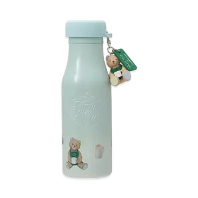 STARBUCKS x GELATO PIQUE Stainless Steel Bottle with Lid Cover Bear Charm 473ml "Mint Green"