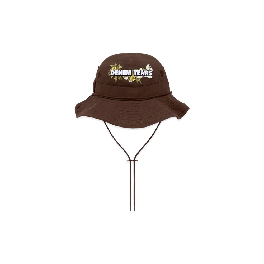 DENIM TEARS Cotton Floral Logo Bucket Hat "Brown"
