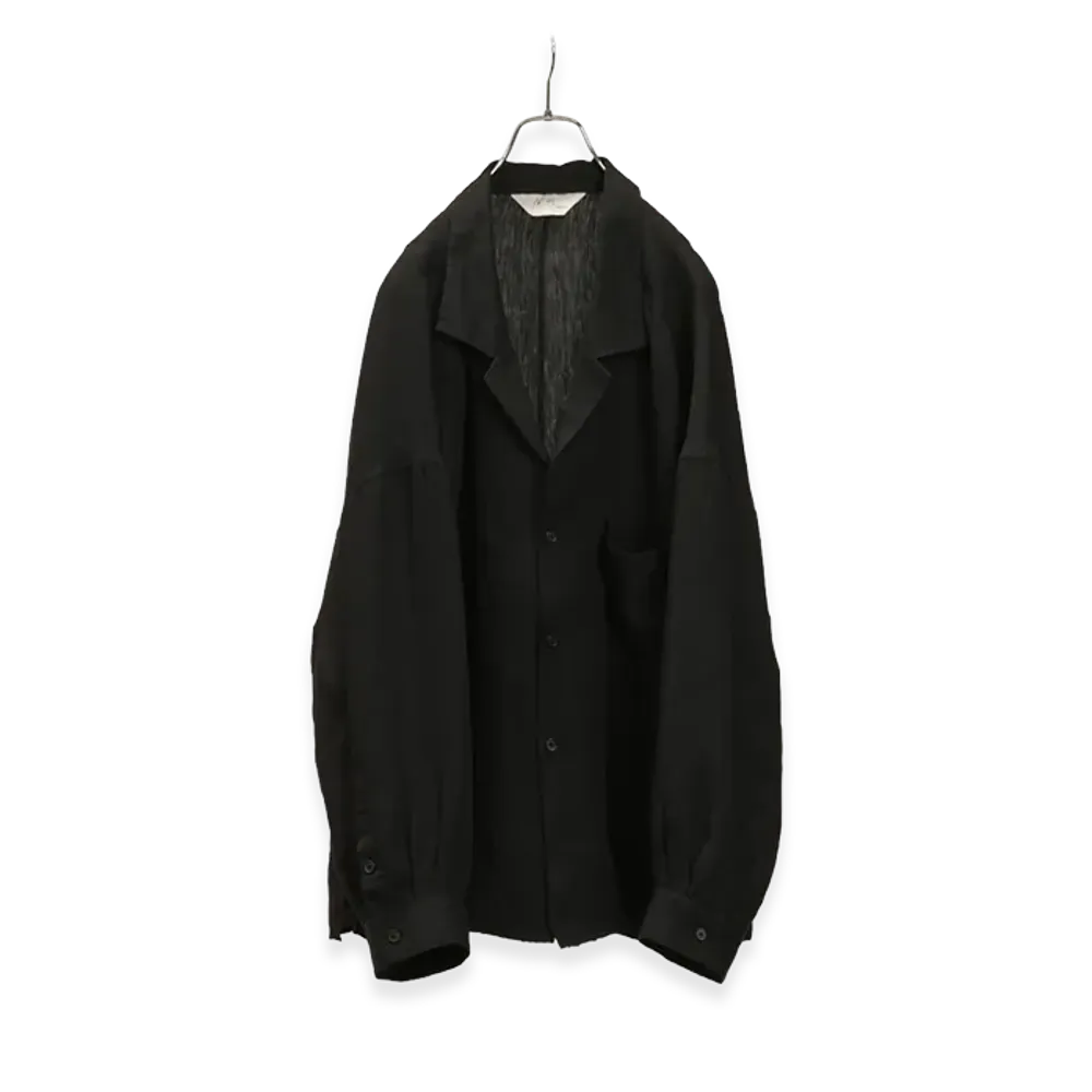 ANCELLM 100/S Linen Tailored Shirt "Black"