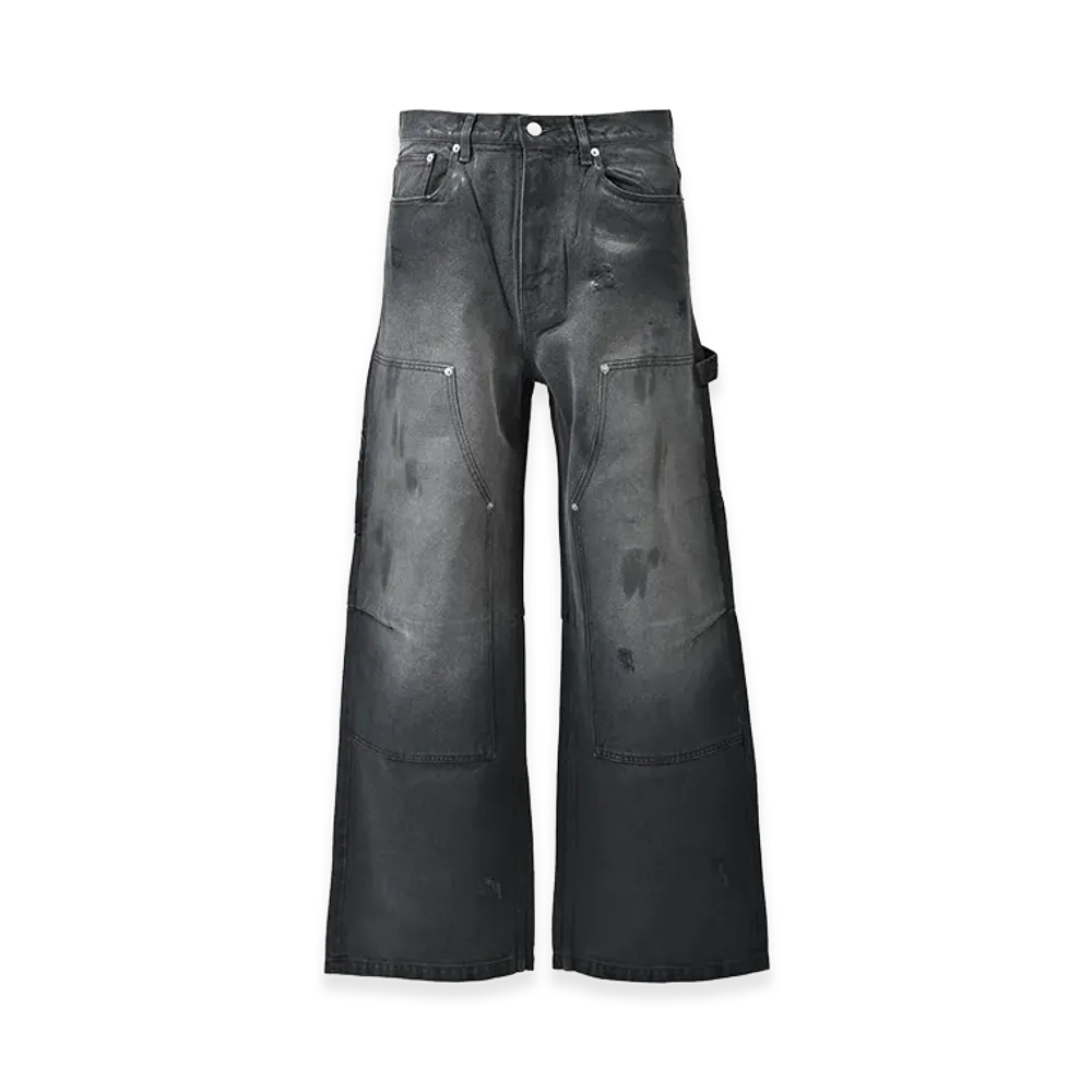 BREATH Coating Double Knee Denim Pants "Black"