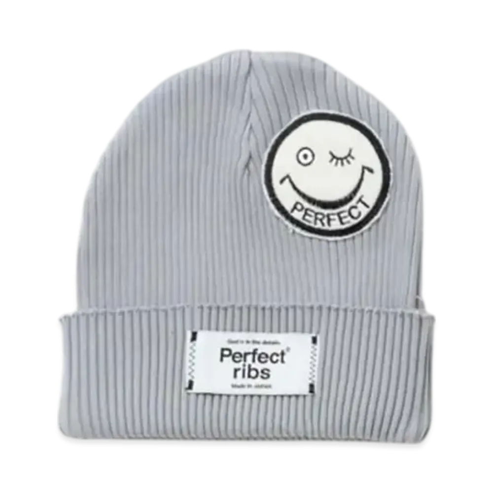 Perfect Ribs Smile Patch Rib Beanie Cap "Gray"