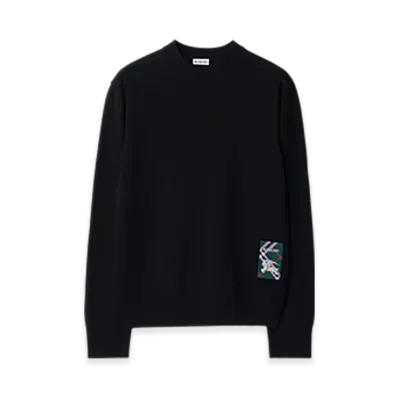 Burberry Check Label Wool Sweater "Black"