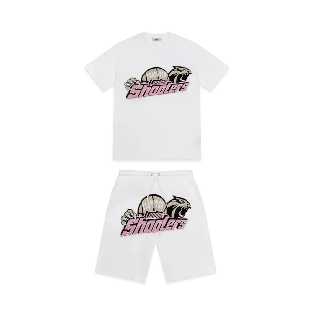 TRAPSTAR x SHOOTERS Chenille Short Set "White/Pink"