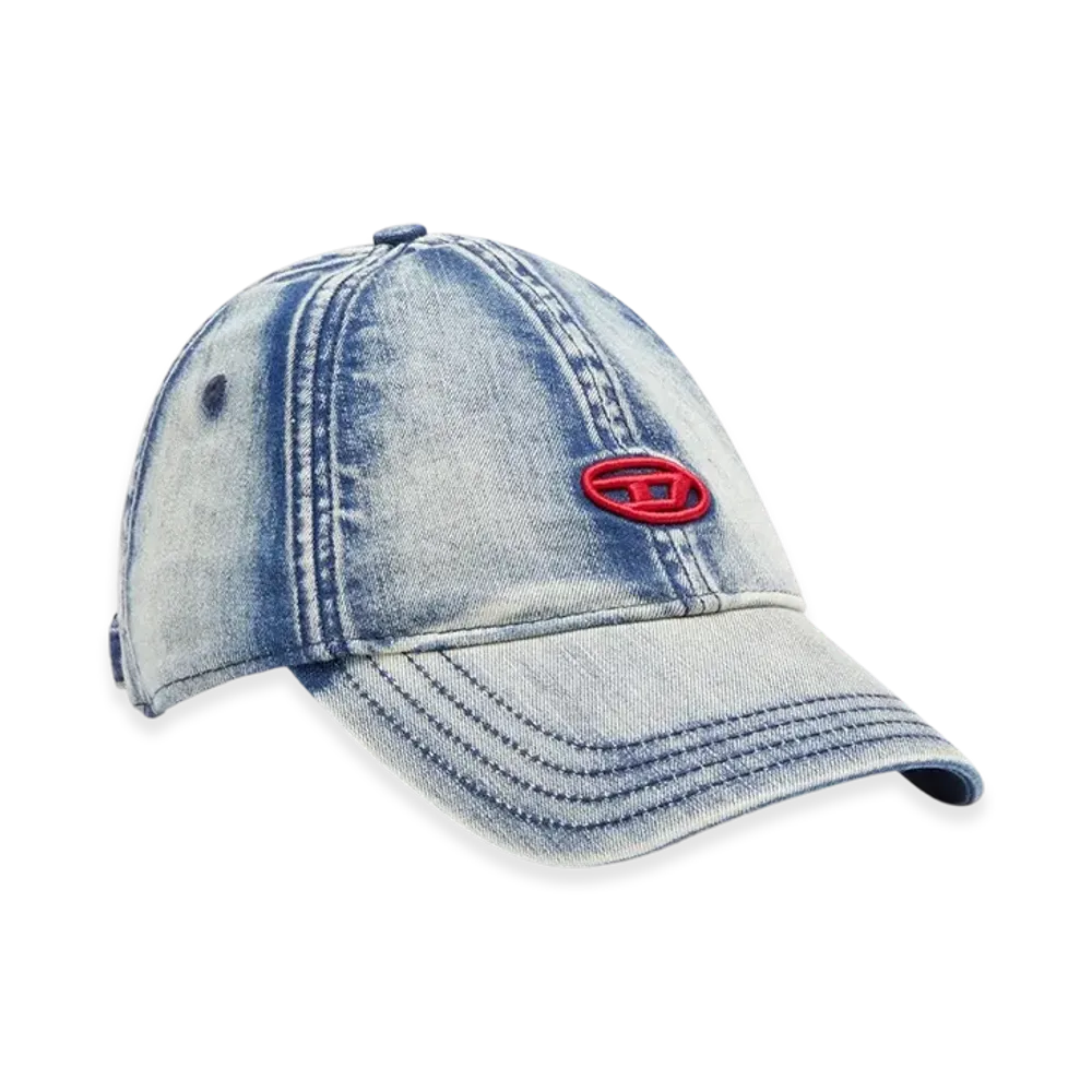 Diesel C-Gable Baseball Cap In Treated Denim "Blue"