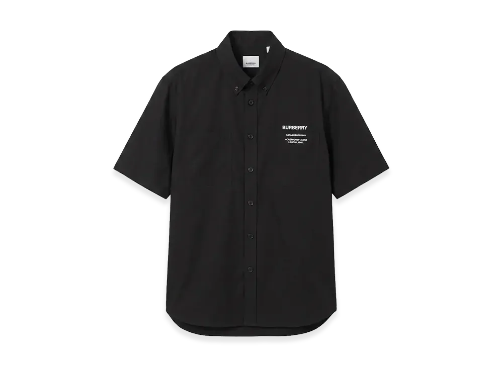 Burberry Rubberized Logo Short Sleeve Shirt "Black"