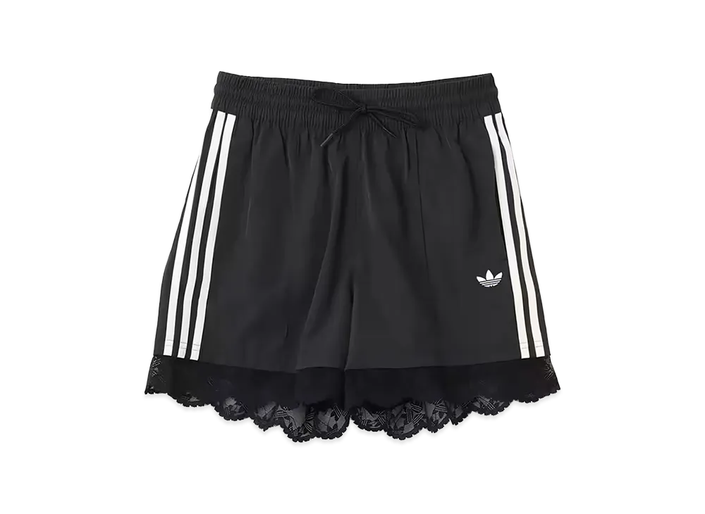 adidas Women's Lace Trim 3-Stripes Shorts "Black"
