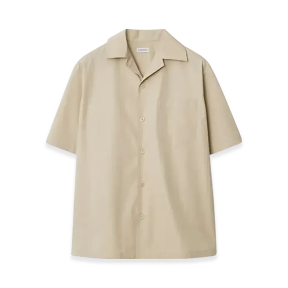Burberry Relax Fit Knot Logo Cotton Poplin Shirt "Fossil"