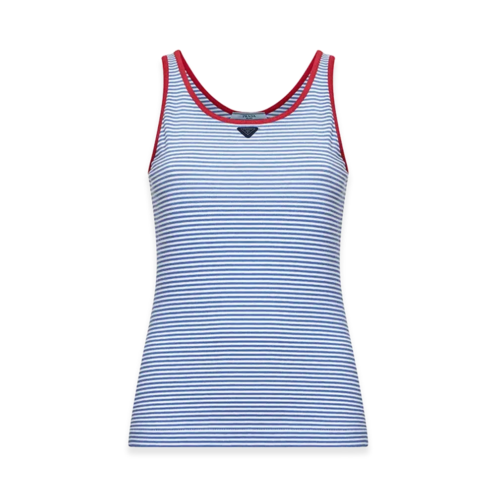 PRADA Women's Striped Tank Top "Light Blue"