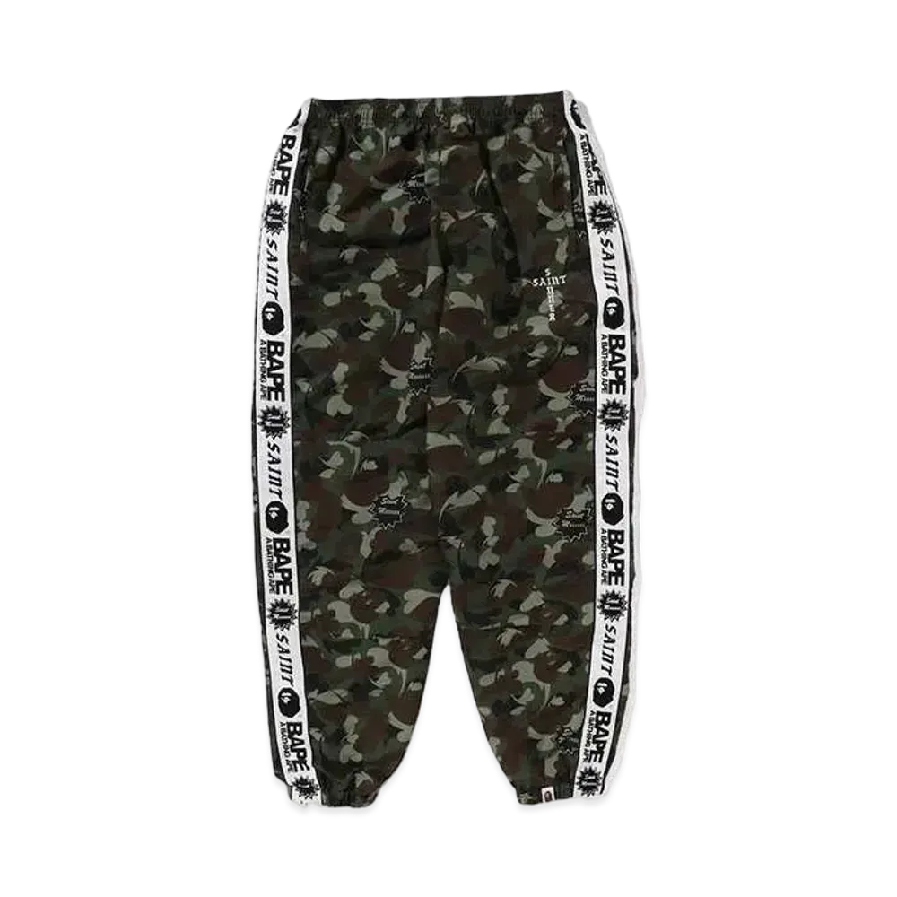 SAINT Mxxxxxx x A BATHING APE Heart Camo Track Pants "Olive"