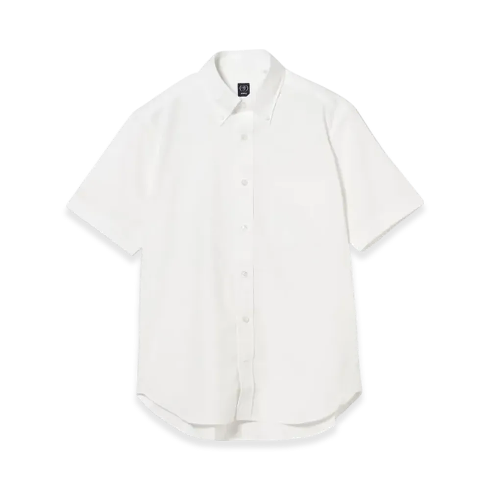BEAMS Coolmax Oxford Short Sleeve Button Down Shirt "White"