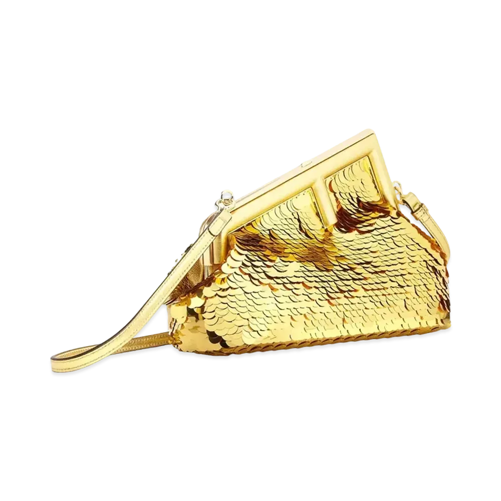 FENDI Fendi First Small Color Leather & Sequins Bag "Gold"