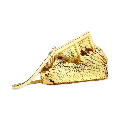FENDI Fendi First Small Color Leather & Sequins Bag "Gold"