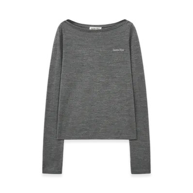 Matin Kim Essential Boat Neck Knit Top "Grey"