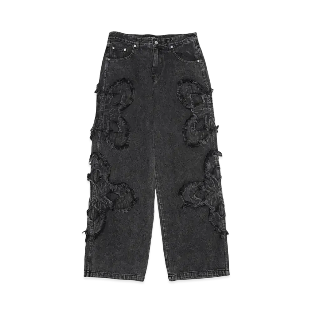 SURGERY clover logo patch jeans "BLACK"