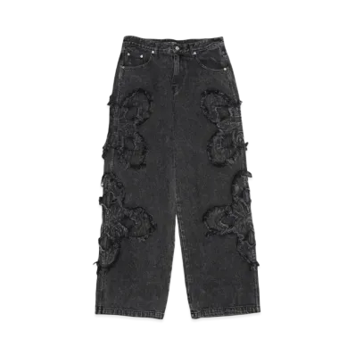 SURGERY clover logo patch jeans "BLACK"