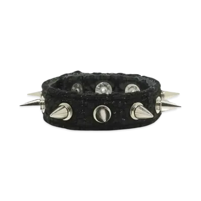 el conductorH MIXED TWEED PUNK SPIKES BRACELET "BLACK"