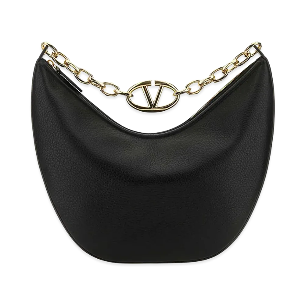 Valentino Women's Leather Medium Hobo Vlogo Moon Shoulder Bag "Black"