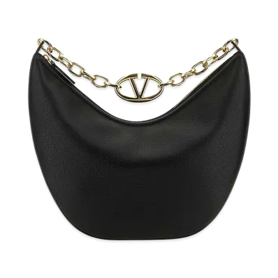 Valentino Women's Leather Medium Hobo Vlogo Moon Shoulder Bag "Black"
