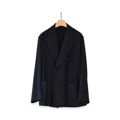 COMOLI Hard Milled Wool Double Jacket "Navy"