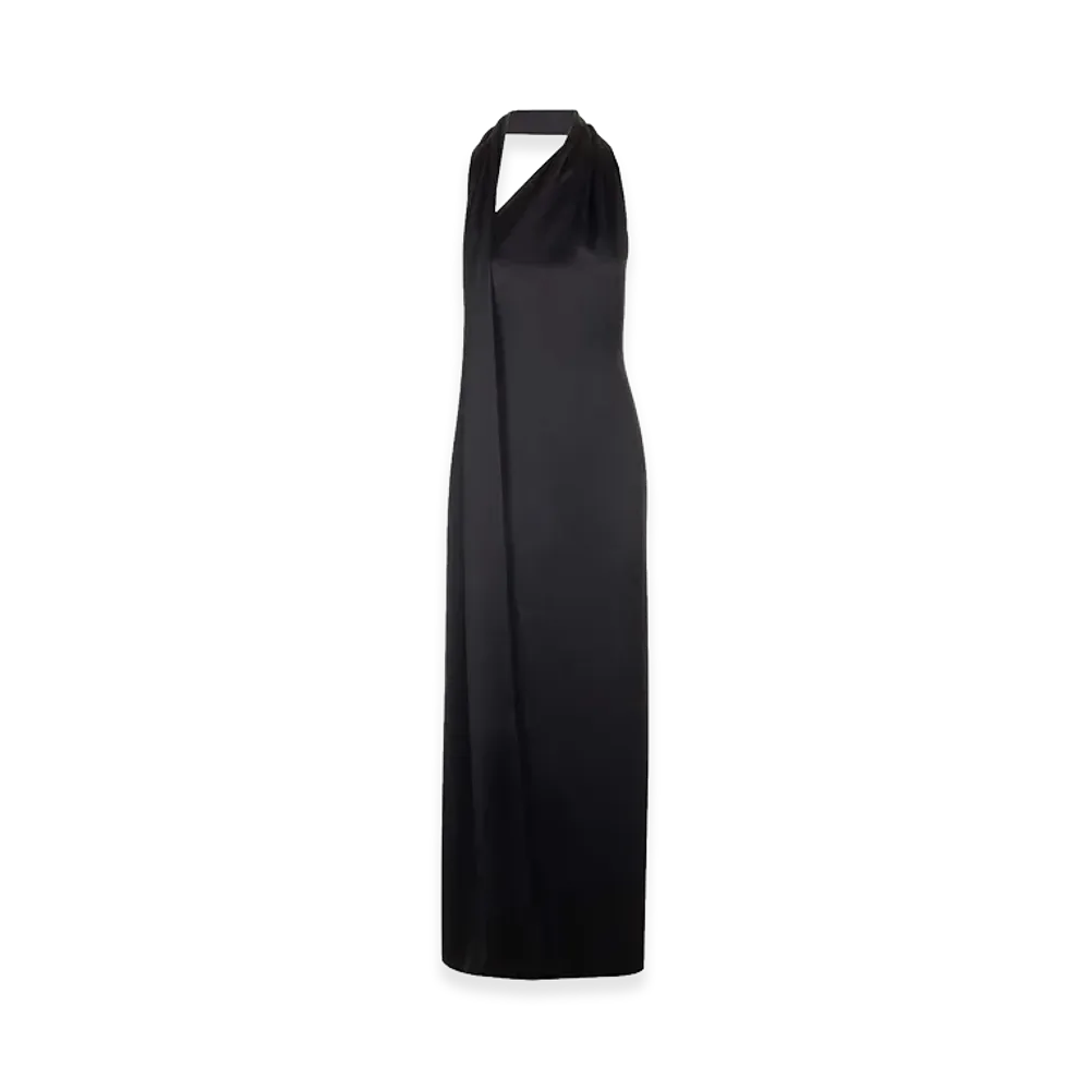 LOEWE Women's Scarf Dress In Technical Satin "Black"
