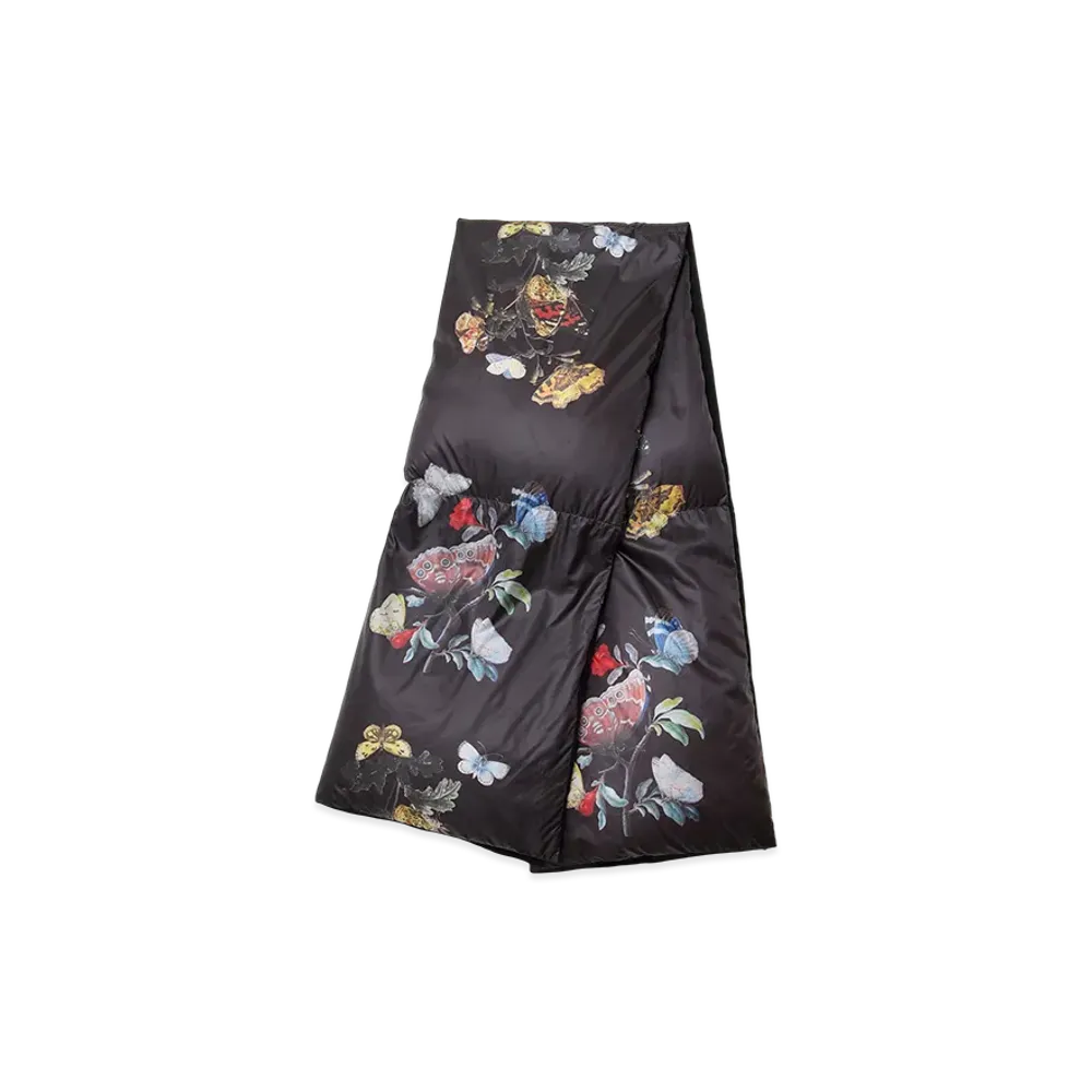 UNDERCOVER All-Over Pattern Nylon Padded x Wool Knit Combination Stole "Black Base"