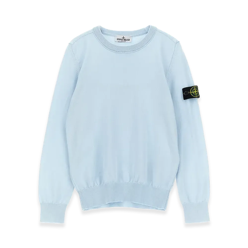 Stone Island Kids Logo Badge Sweater "Light Blue"