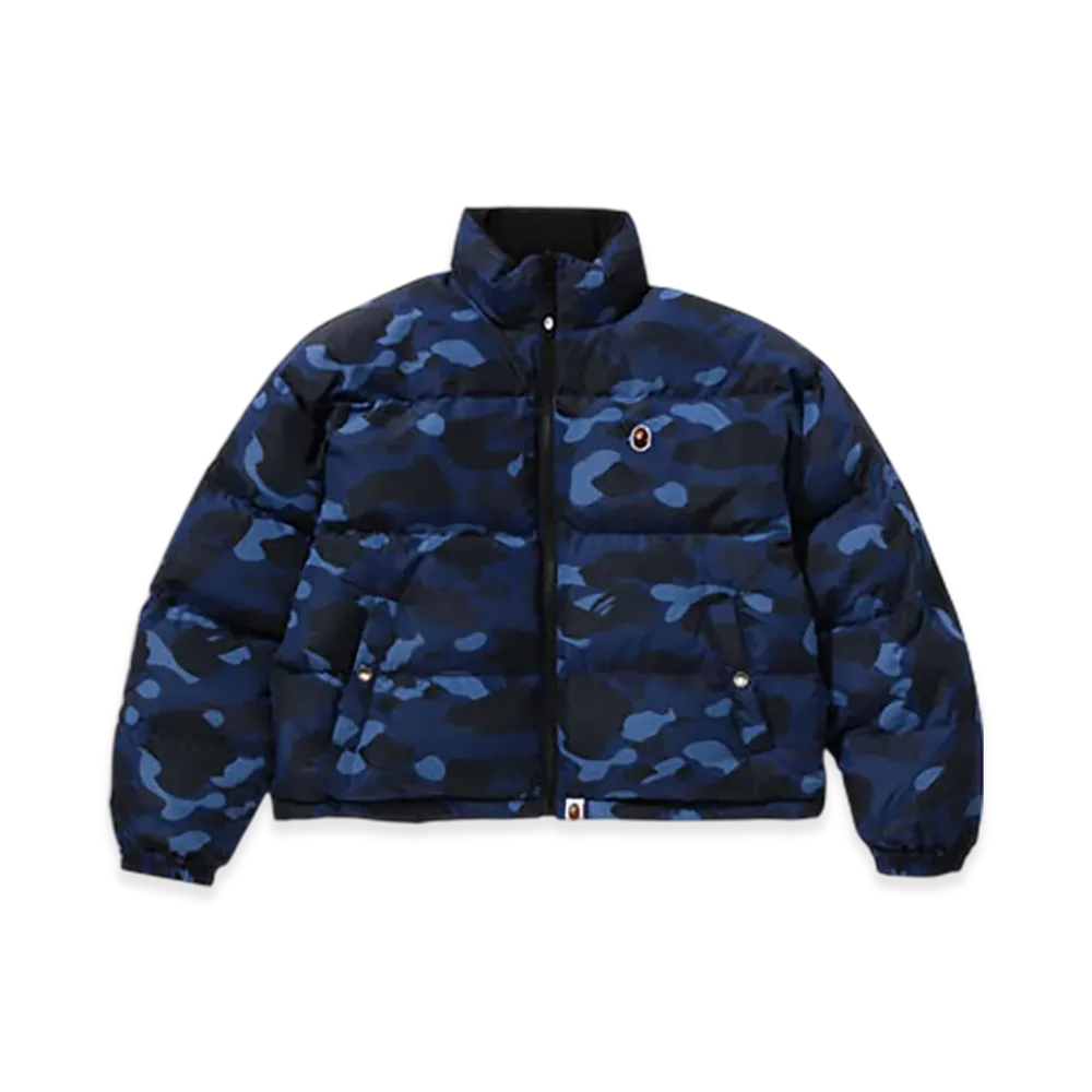 A BATHING APE Color Camo Reversible Down Jacket "Navy"