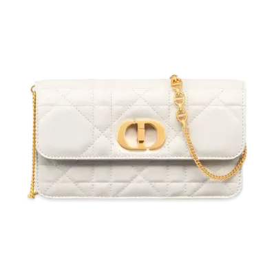 Dior Miss Caro Pouch with Chain Macrocannage Lambskin "Latte"