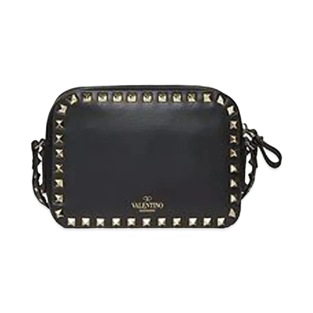 Valentino Small Rockstud Calfskin Crossbody Bag "Black"