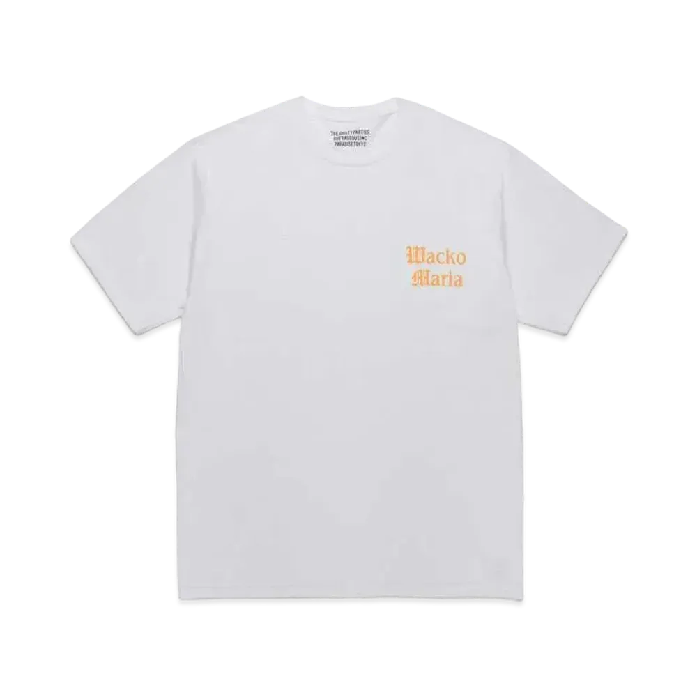 WACKO MARIA Crew Neck T-Shirt "White Orange"