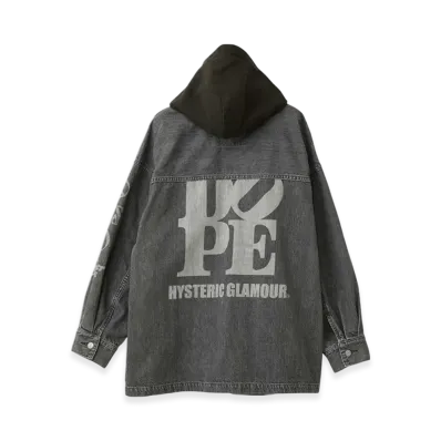 HYSTERIC GLAMOUR Dope Oversized Hooded Denim Blouson "Black"