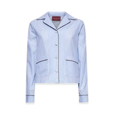 GUCCI Women's Embroidered Poplin Shirt "Stripped"