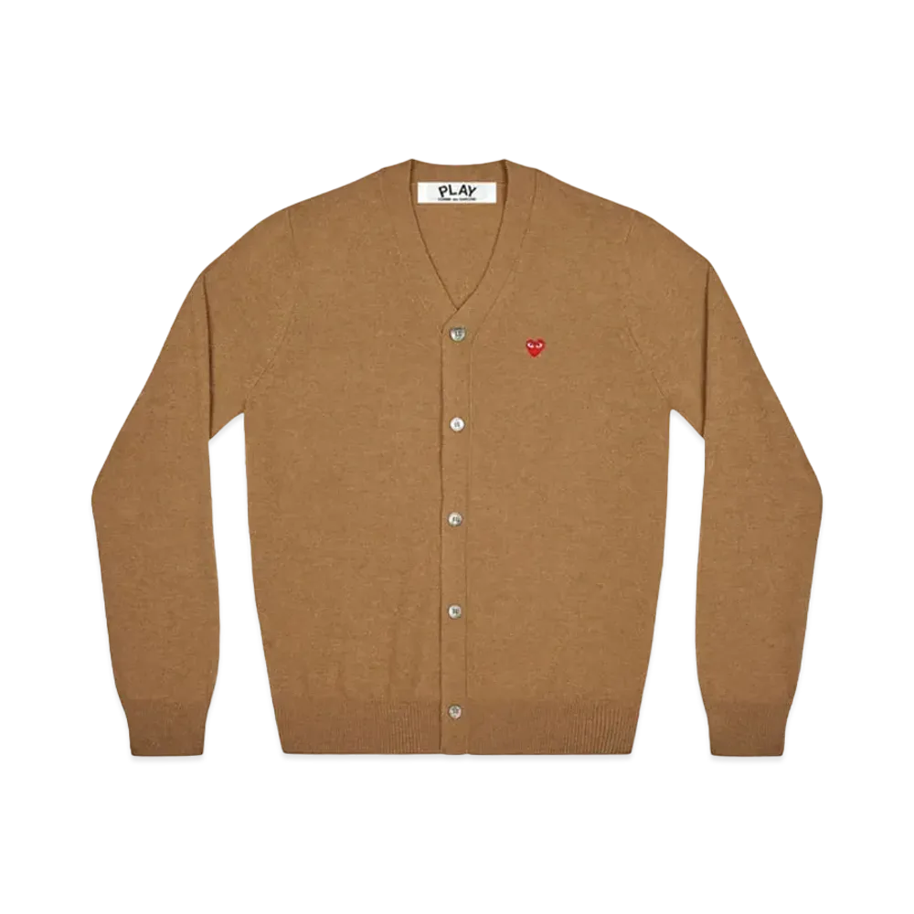 PLAY COMME des GARCONS Men's Cardigan With Small Red Heart "Brown"