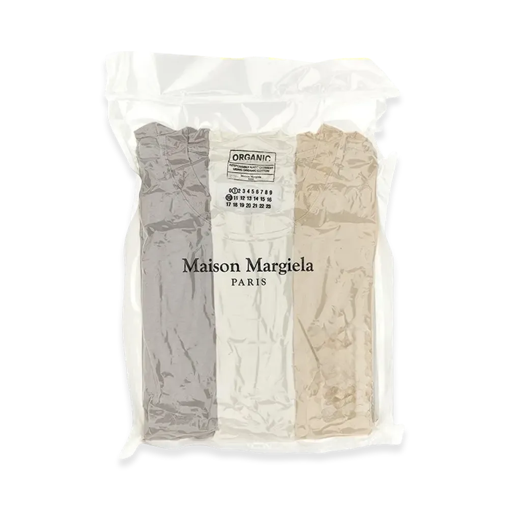 Maison Margiela Men's 3-Pack Organic Jersey T-Shirts "Cream"