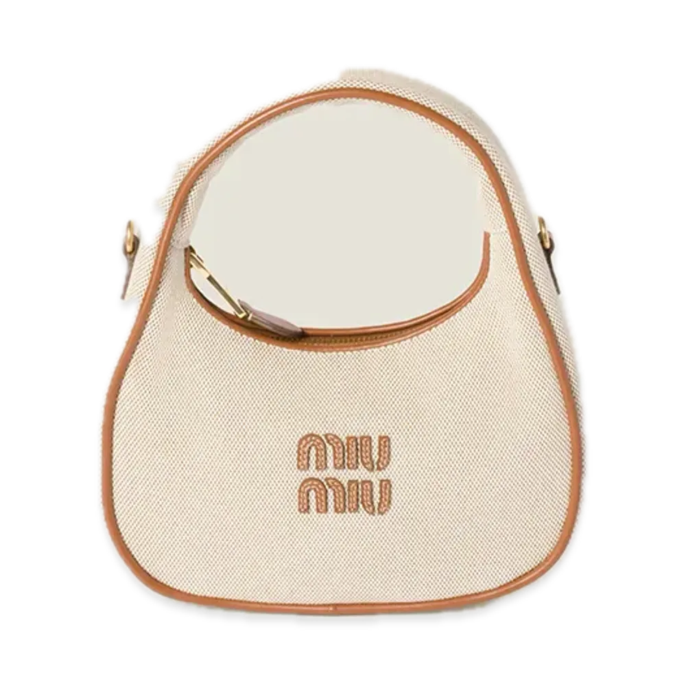 MIU MIU Wander Bag in Canvas and Leather "Natural"