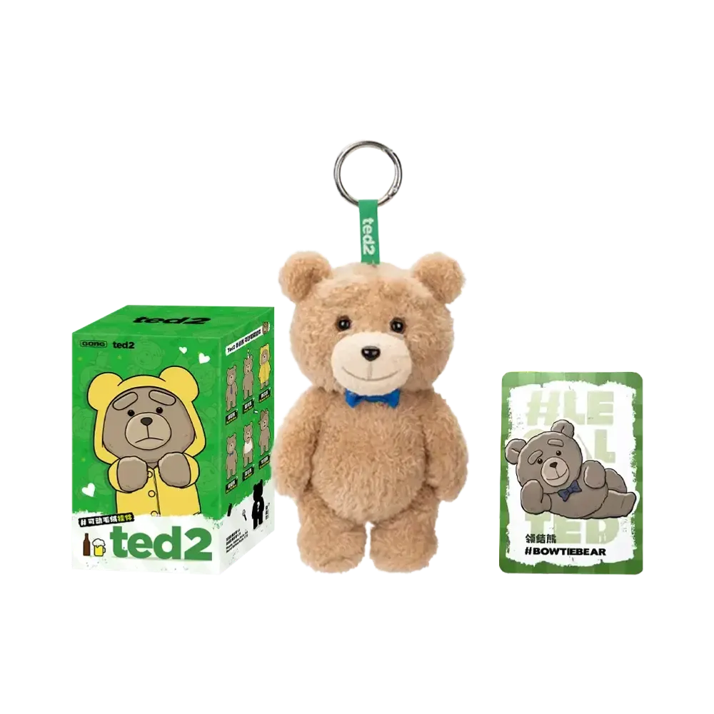POP MART Ted2 Teddy Bear Action Plush Pendant Series Bow Tie Bear