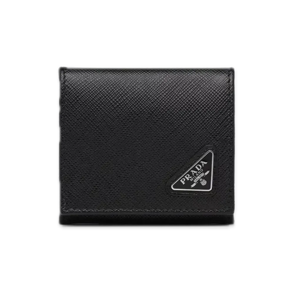 PRADA Saffiano Triangle Coin Case "Black"