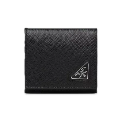 PRADA Saffiano Triangle Coin Case "Black"