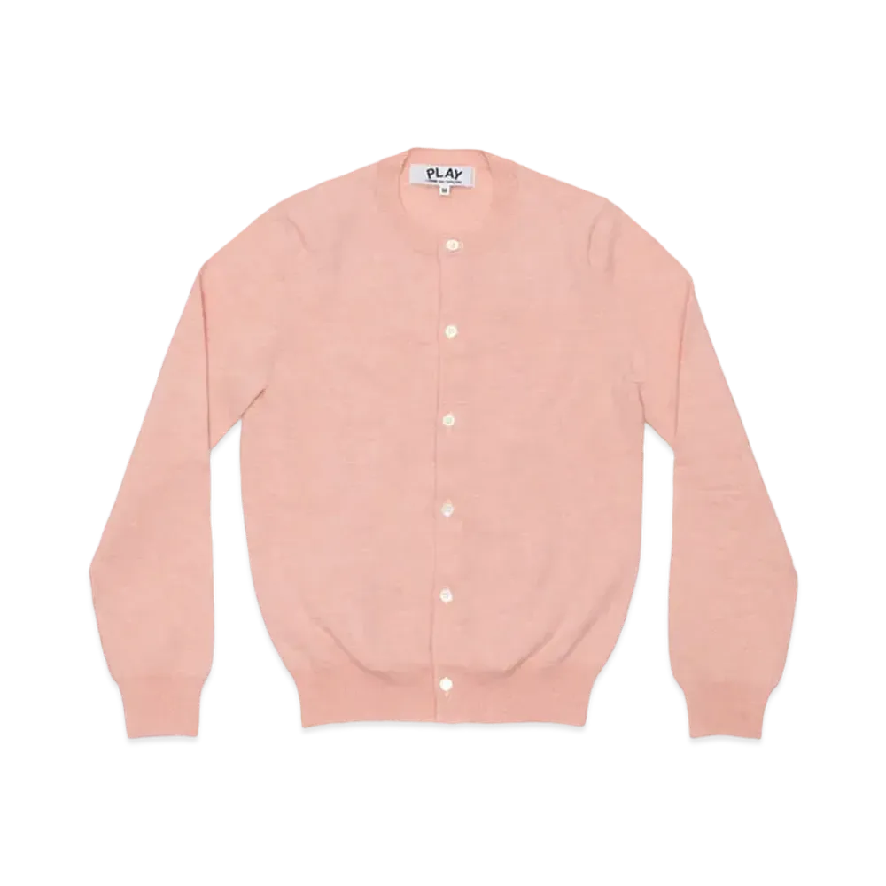 PLAY COMME des GARCONS Unisex Round Neck Cardigan With Small Emblem AX-N091-051 "Light Pink"