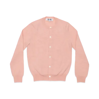 PLAY COMME des GARCONS Unisex Round Neck Cardigan With Small Emblem AX-N091-051 "Light Pink"