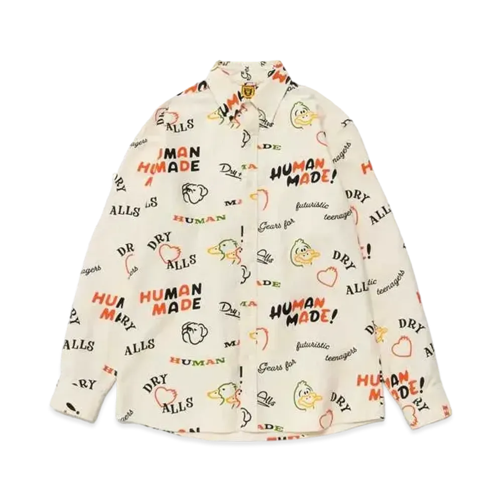 HUMAN MADE Printed Bd L/S Shirt "White"