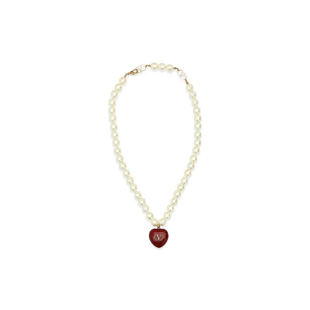 Valentino Women's Pearls Coeur Royal Necklace "Ivory/White"
