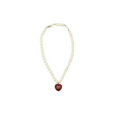 Valentino Women's Pearls Coeur Royal Necklace "Ivory/White"