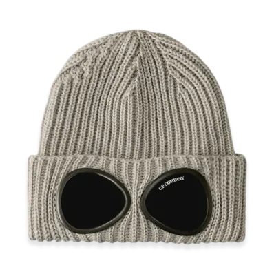 C.P. Company Extrafine Merino Wool Goggle Beanie "Moon Melange Grey"